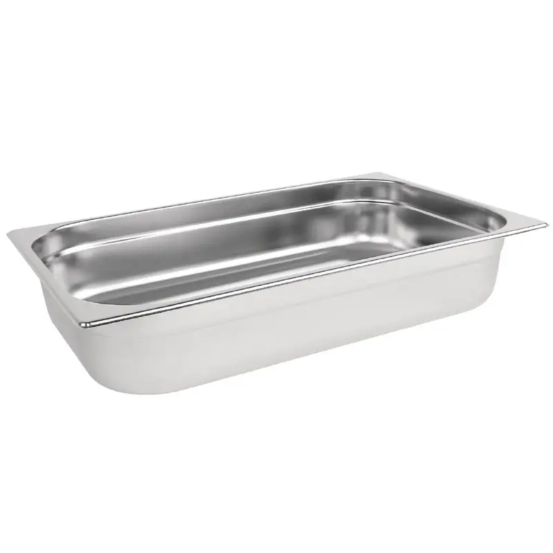 Vogue 1/1 Gastronorm Tray – Stainless Steel, 100Mm Depth, Solid Base (Model Dn704) 1