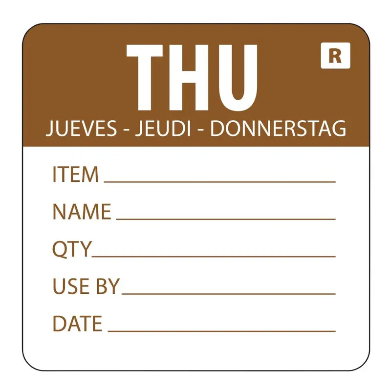 Vogue L069 Removable Thursday Day-Of-Week Food Labels 1
