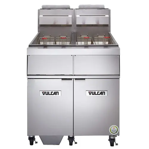 Vulcan Dual-Vat Natural Gas Floor Fryer System – Millivolt Ignition & Kleenscreen Filtration 1