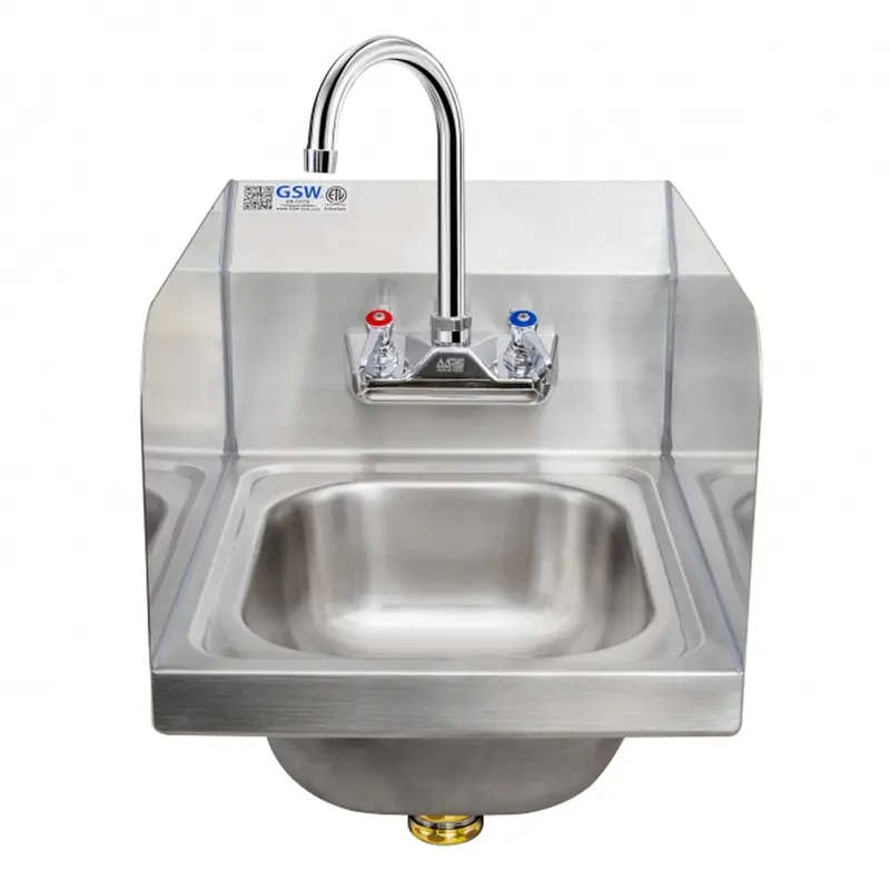 Wall-Mounted Hand Sink With Welded Splash Guards – Gsw Hs-1217B 1