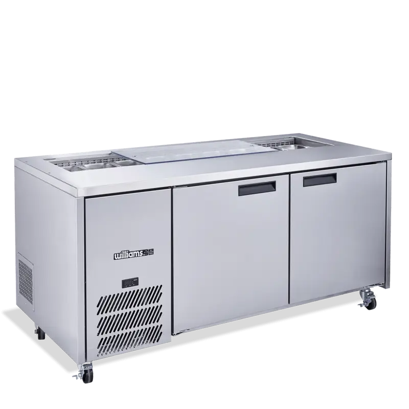 Williams Hj2Scbass-000-N Jade Sandwich Prep Counter – 2-Door Stainless Steel, Blown Air Well, No Canopy 1