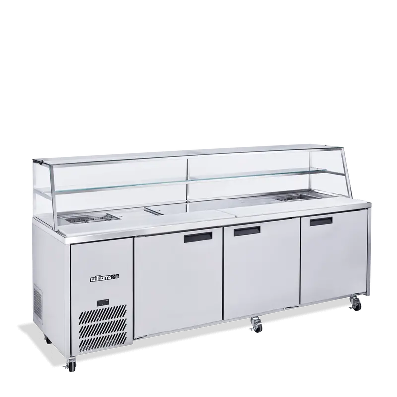 Williams Hj3Scba-000-N Jade Sandwich Prep Counter – 3-Door White Colorbond, Blown Air Well, No Canopy 1