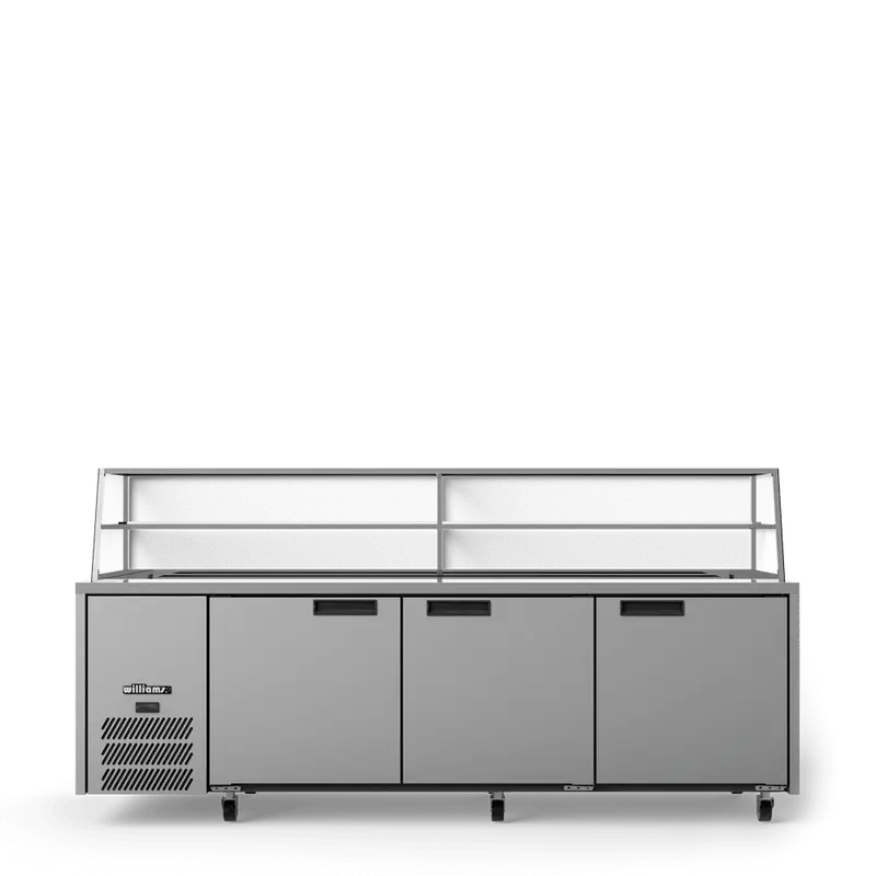 Williams Hj3Scbass-000-N Jade Sandwich Prep Counter – 3-Door Stainless Steel, Blown Air Well, No Canopy 1