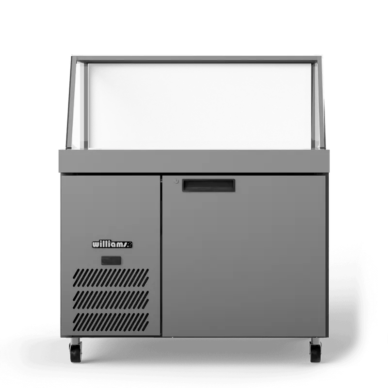 Williams Hsp18Uba-000-N Banksia Prep Counter – 1-Door White Colorbond, Angled Blown Air Well, No Canopy 1