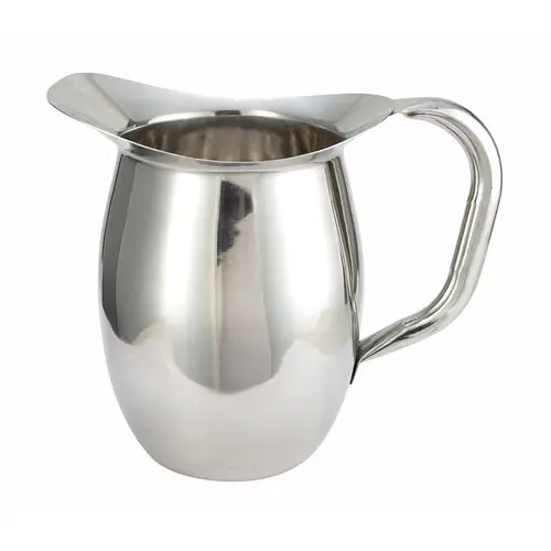 Winco 2-Quart Mirror-Finish Stainless Steel Bell Pitcher 1