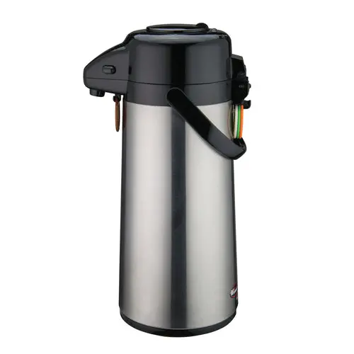 Winco Ap-522 2.2-Liter Glass-Lined Push Button Airpot With Stainless Steel Housing 1