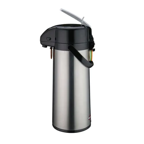 Winco Ap-825 Lever-Top Glass-Lined Airpot – 2.5L Stainless Steel Thermal Dispenser With Push-Down Mechanism 1