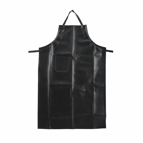 Winco Ba-Hn Rugged Black Naugahyde Bib Apron With Reinforced Pocket 1