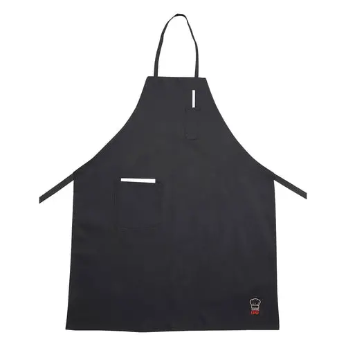 Winco Ba-Pbk Sleek Black Full-Length Bib Apron With Pockets 1