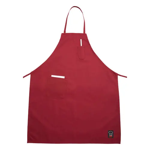 Winco Ba-Prd Full-Length Red Bib Apron With Functional Pocket 1