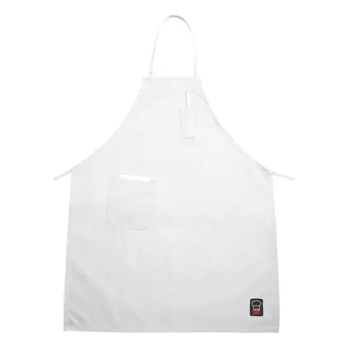 Winco Ba-Pwh Signature Chef Poly-Cotton White Bib Apron (33" X 26") 1