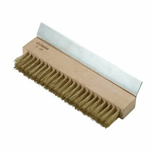 Winco Br-10 Pizza Oven Brush Head – Brass Bristles And Integrated Metal Scraper 1