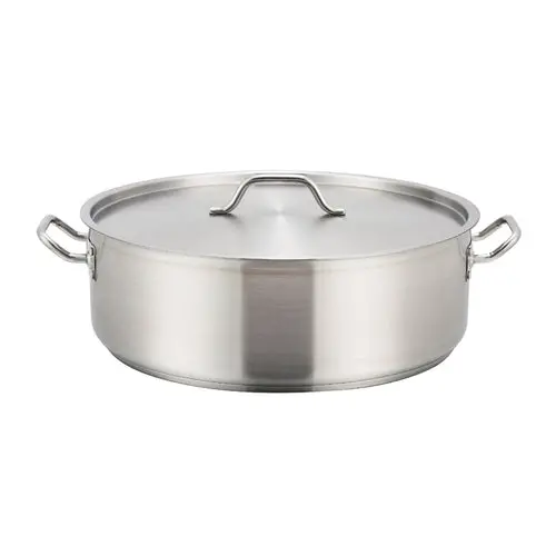 Winco Sslb-30 30-Quart Stainless Steel Brazier With Reinforced Lid 1