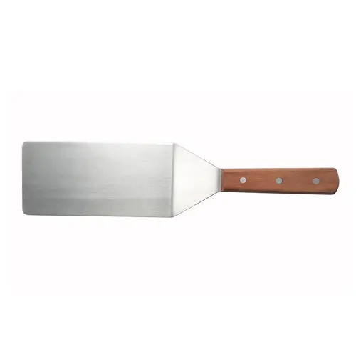 Winco Tn48 Large Offset Turner – 8" X 4" Stainless Steel Blade And Reinforced Wooden Handle 1
