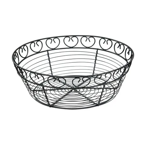 Winco Wbkg-10R Black Round Wire Serving Basket – 10-Inch Diameter For Bread And Produce 1