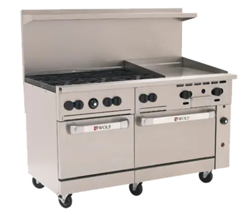 Wolf C60Ss-6B24G 60-Inch Challenger Xl Gas Range – Six Burners, 24-Inch Thermostatic Griddle, Twin Ovens 1