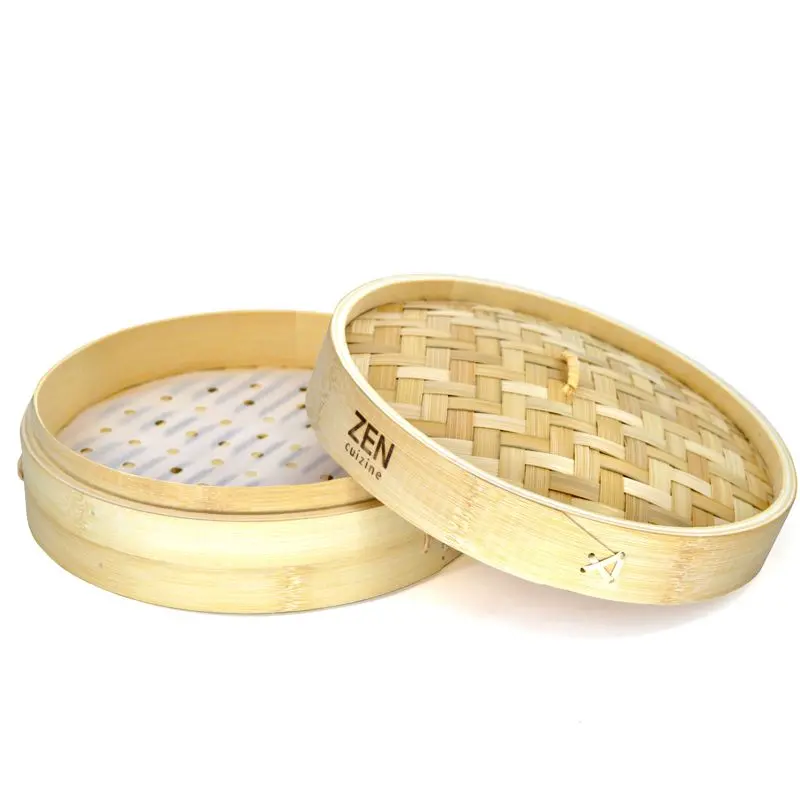 Zen Cuisine 10-Inch Stackable Bamboo Steamer For Healthy Cooking 1